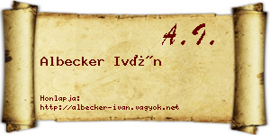 Albecker Iván névjegykártya